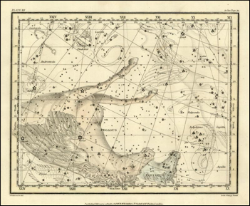 Constellations Pégase (Pegasus) et Le Petit Cheval (Equuleus), Alexander Jamieson, 1822